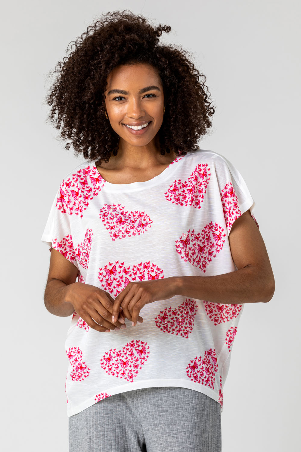 Ivory  Butterfly Heart Print Top, Image 4 of 4