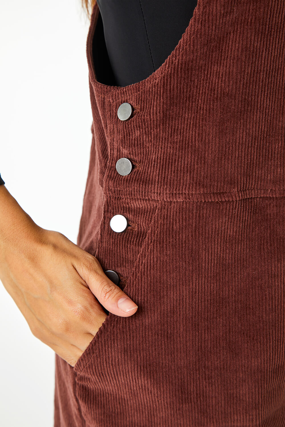 Chocolate Button Corduroy Pinafore Dress , Image 5 of 5