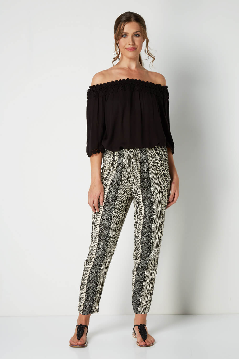 Multi  Aztec Tapered Trouser, Image 3 of 4