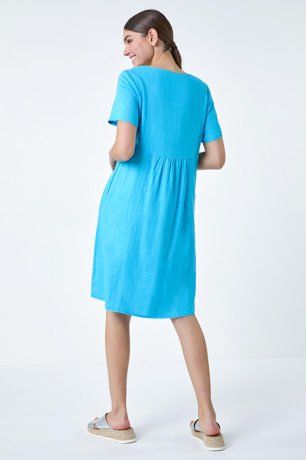 Turquoise Relaxed Pocket Dress, Image 3 of 5