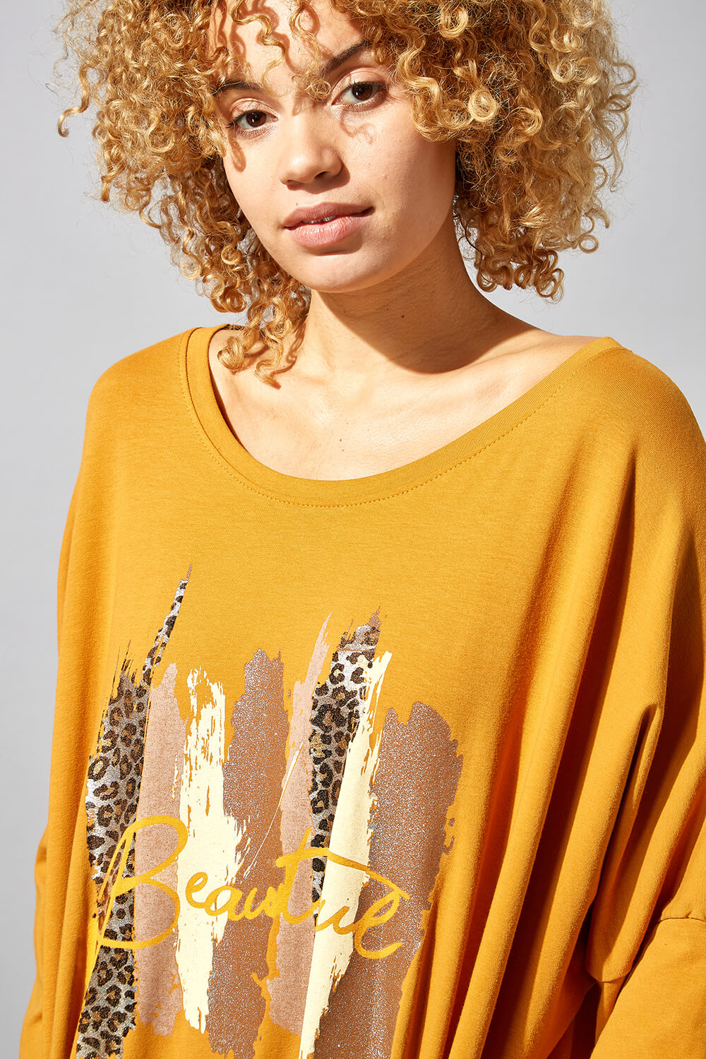 Amber One Size Foil Print Beautiful Lounge Jumper, Image 3 of 4