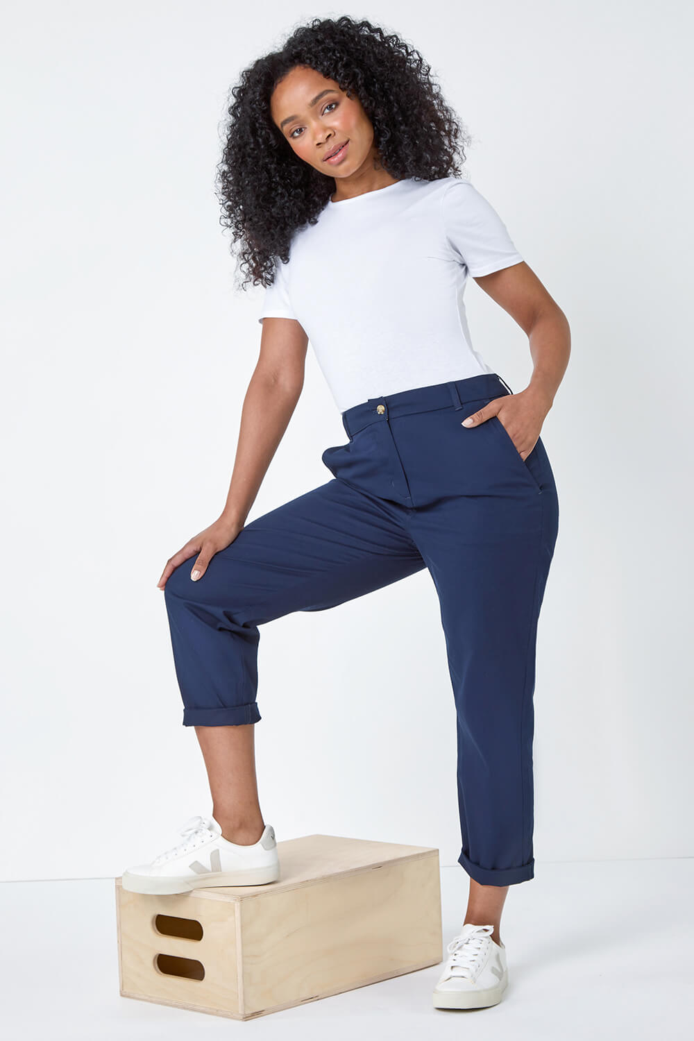 Petite Cotton Blend Stretch Chino Trousers