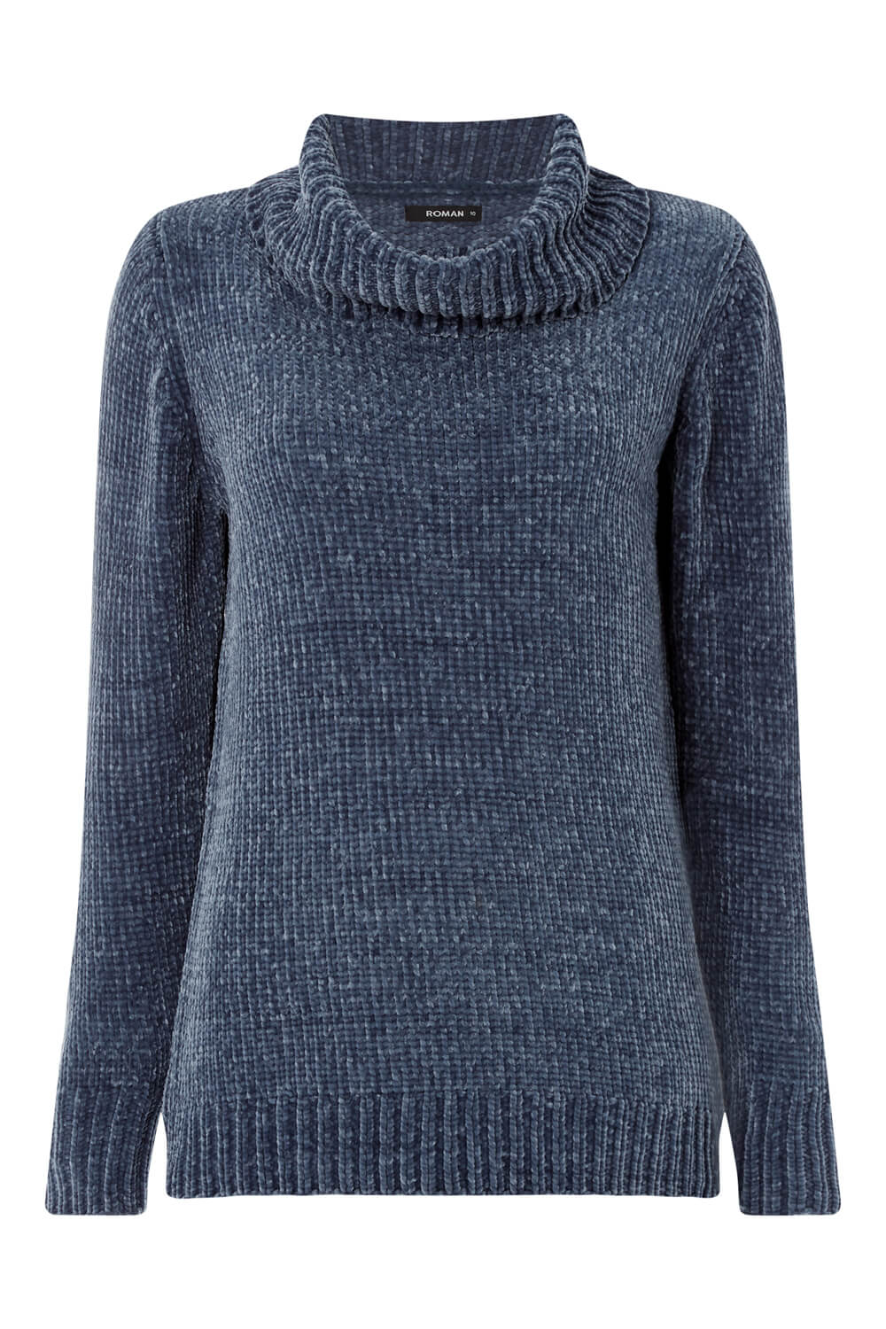 Blue Chenille Cowl Neck Jumper, Image 4 of 4