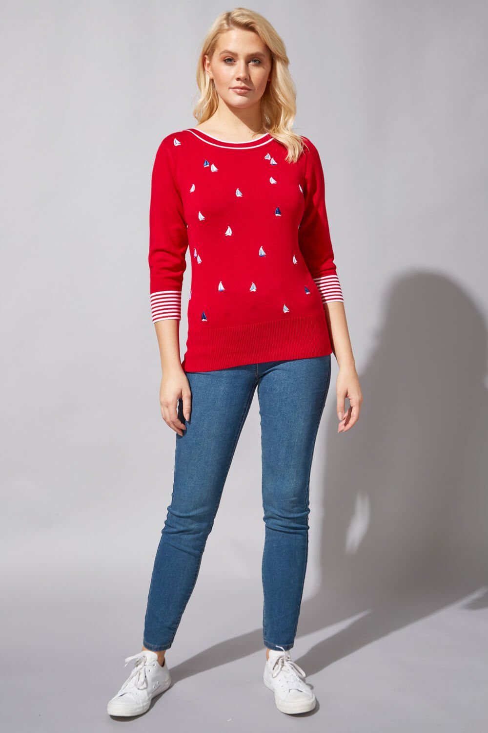 Red Boat Embroidered Jumper, Image 2 of 4