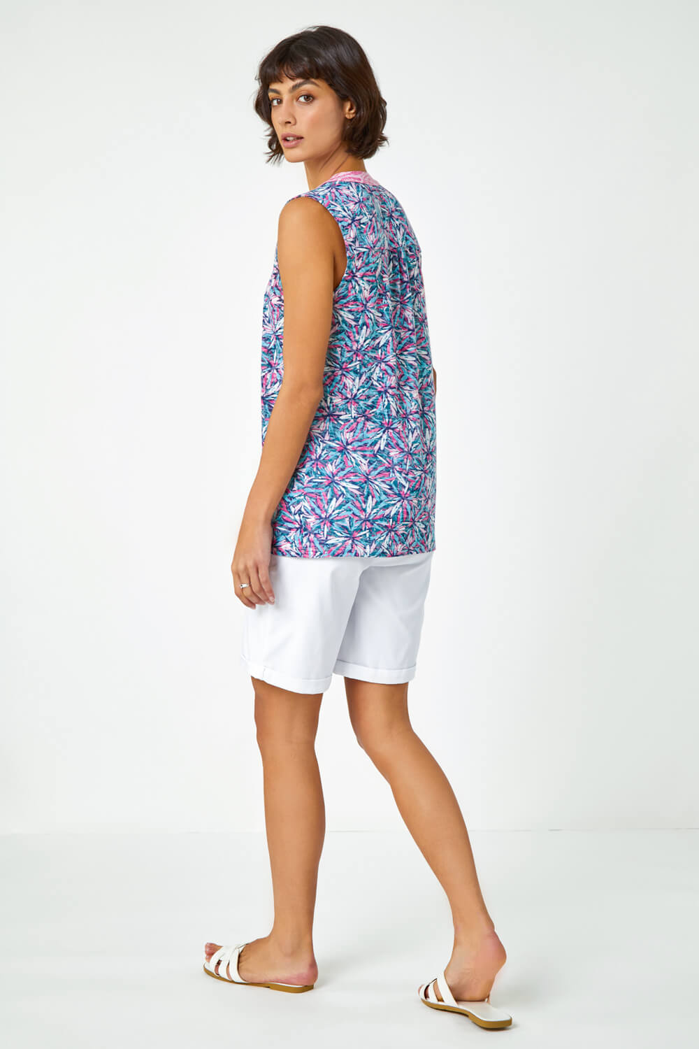 PINK Sleeveless Floral Print Top, Image 3 of 5