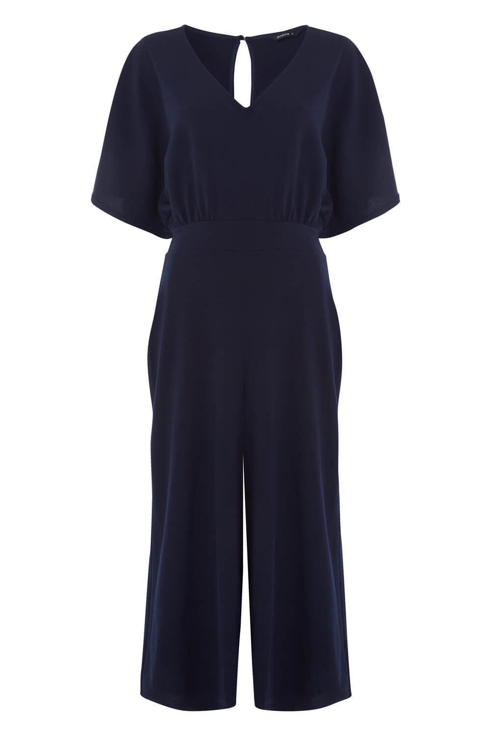 Plain Wrap Culotte Jumpsuit in Navy Blue - Roman Originals UK