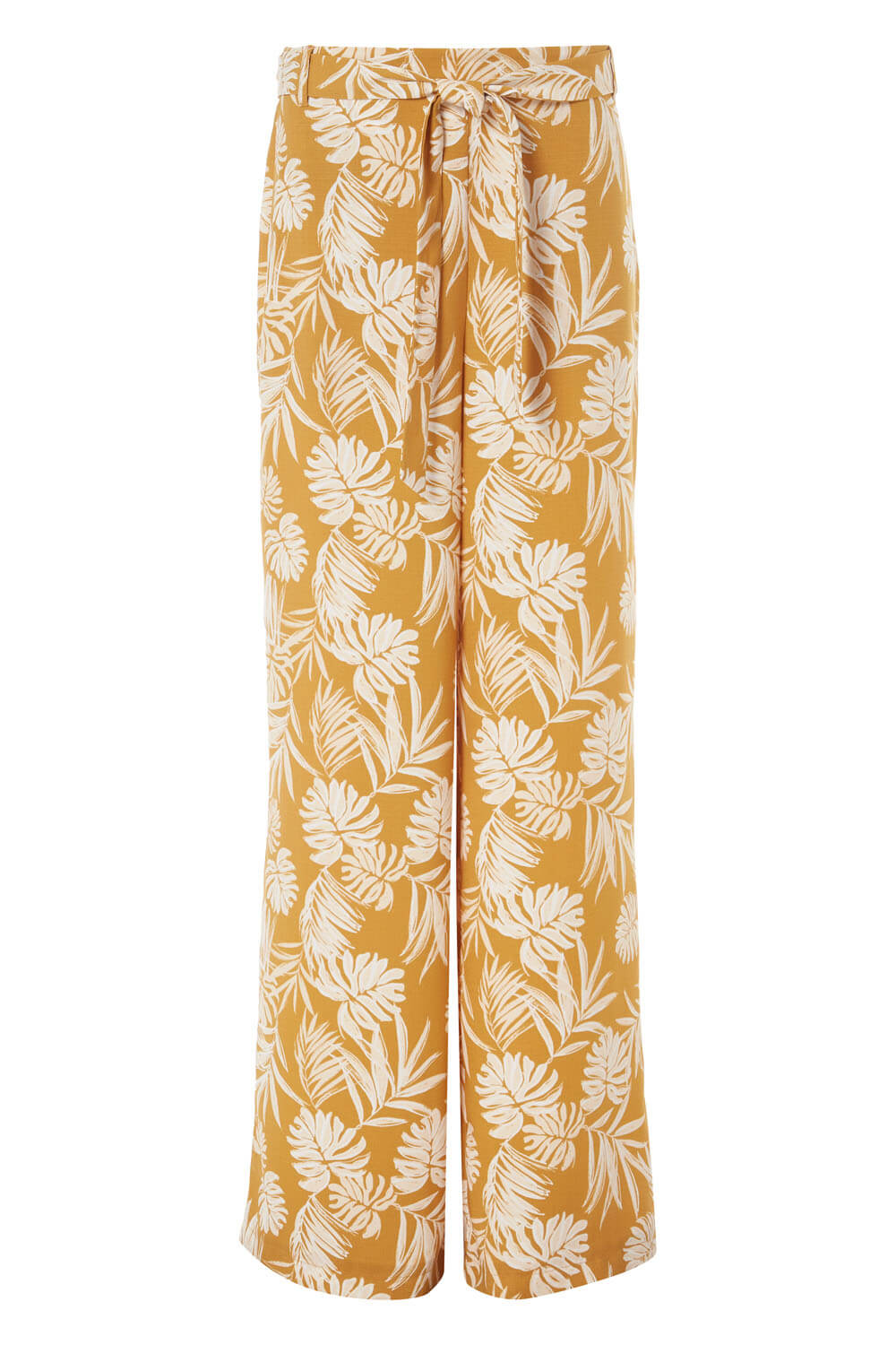 Yellow Palm Print Wide Leg Trousers , Image 5 of 5