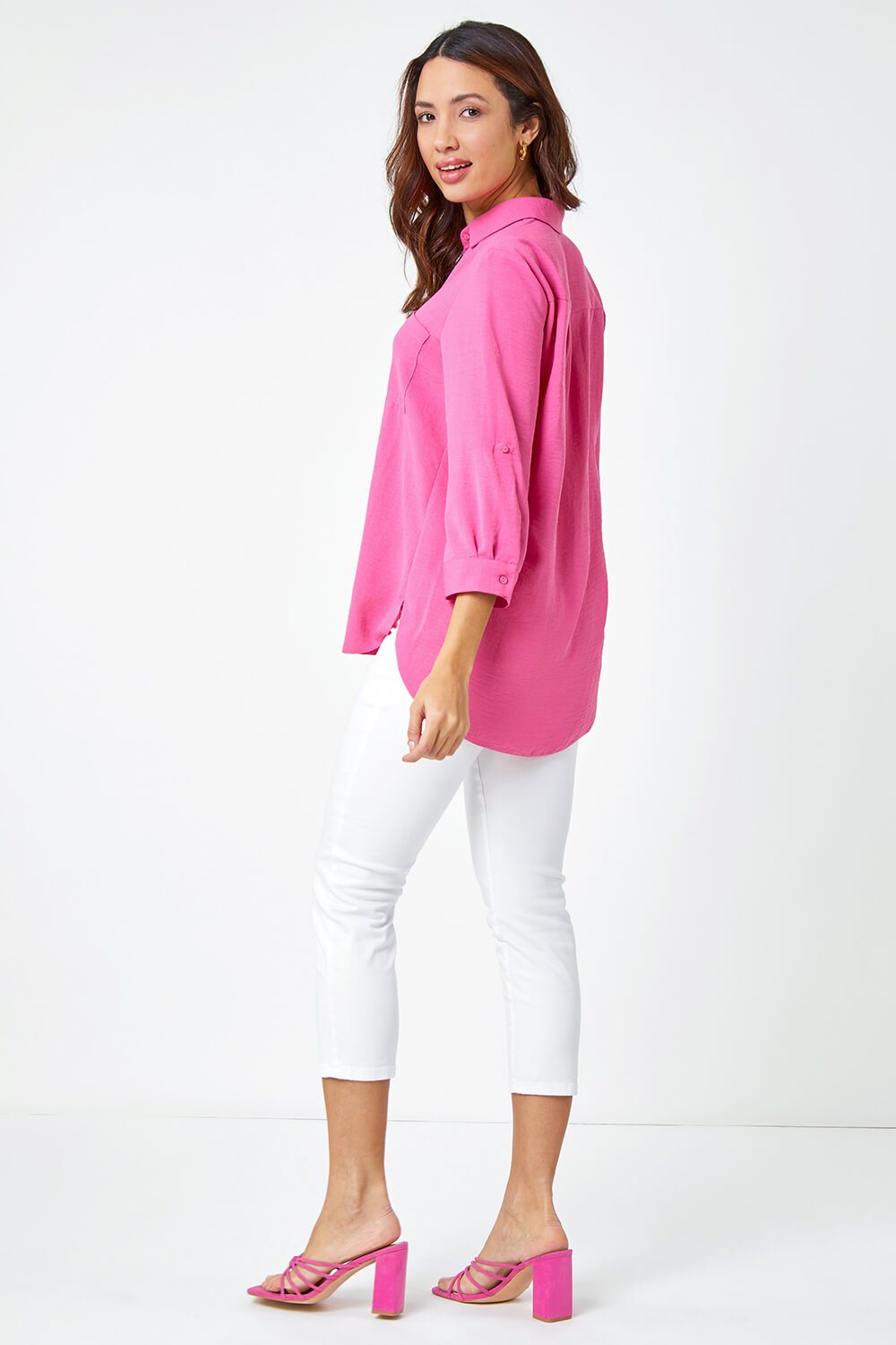 PINK Relaxed Longline Shirt, Image 3 of 5