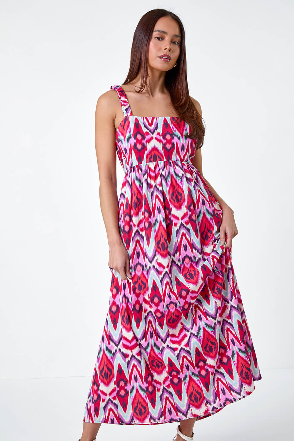 CORAL Petite Aztec Stretch Back Maxi Dress, Image 4 of 5