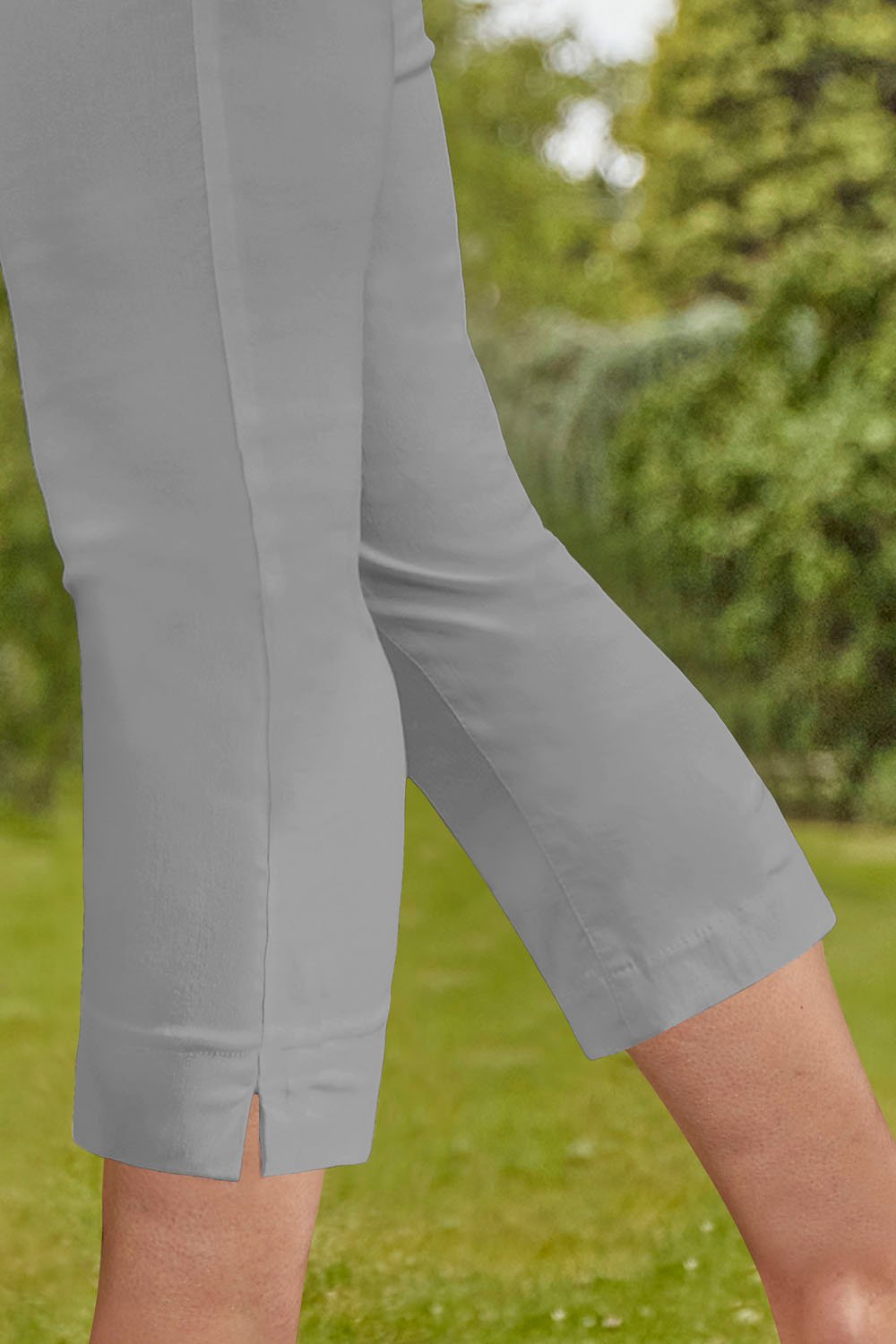 Cropped Stretch Trouser in Light Grey - Roman Originals UK