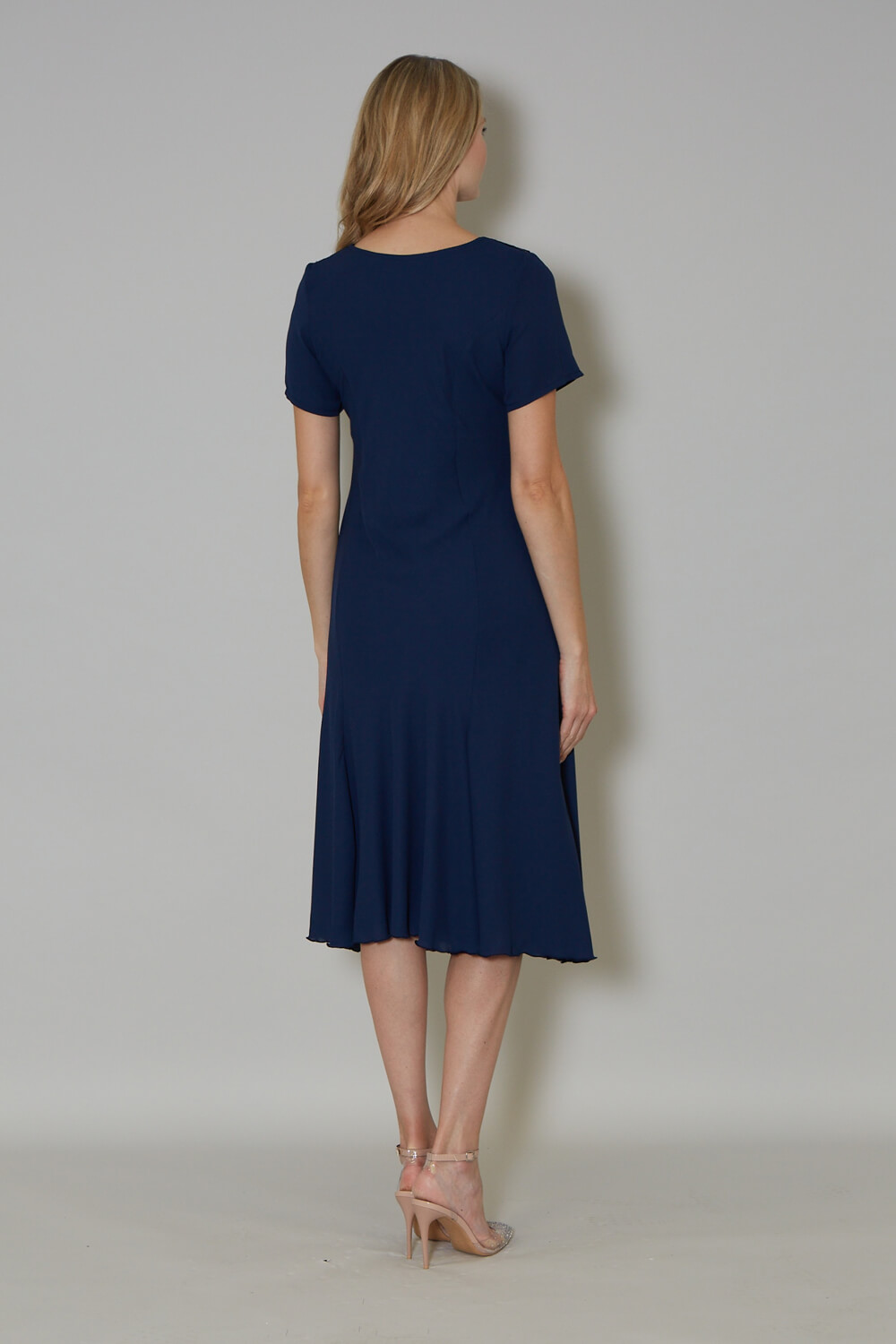 Navy  Julianna Georgette Fit and Flare Dress, Image 2 of 4