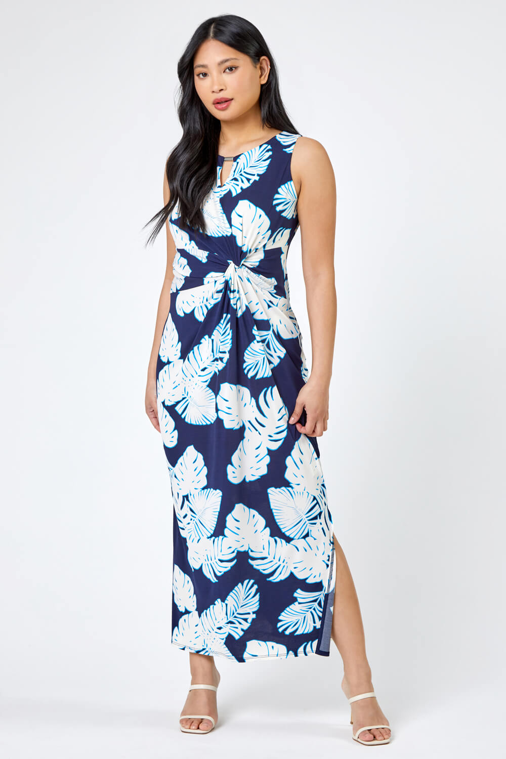  Petite Tropical Print Ruched Maxi Dress, Image 3 of 5