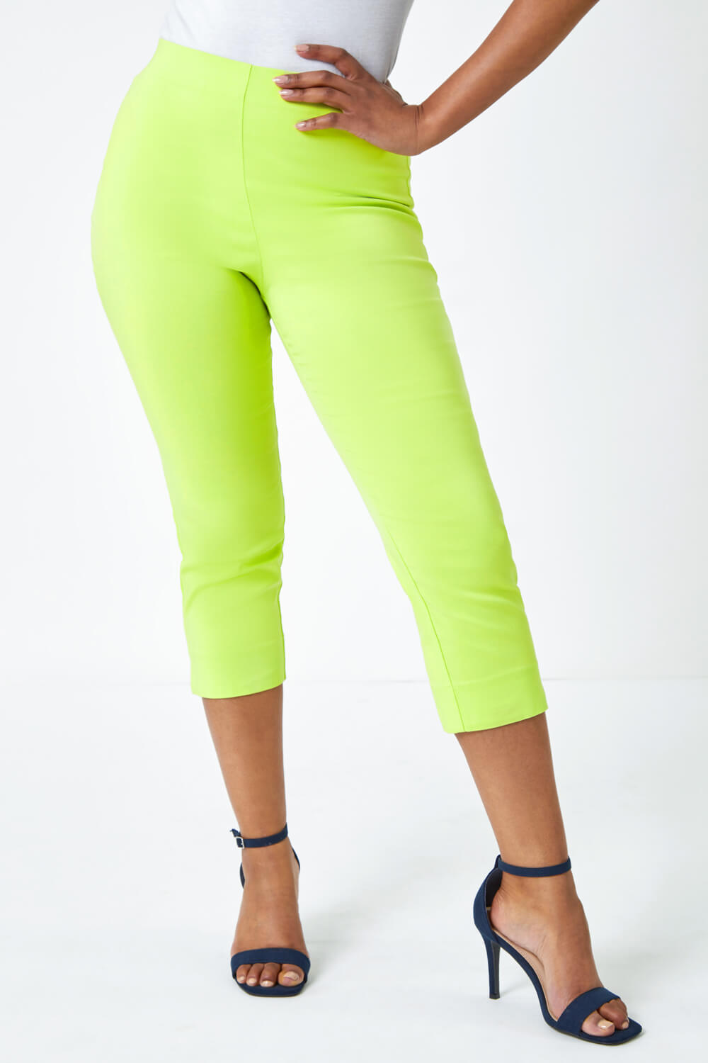 Lime Petite Cropped Stretch Trouser, Image 2 of 5