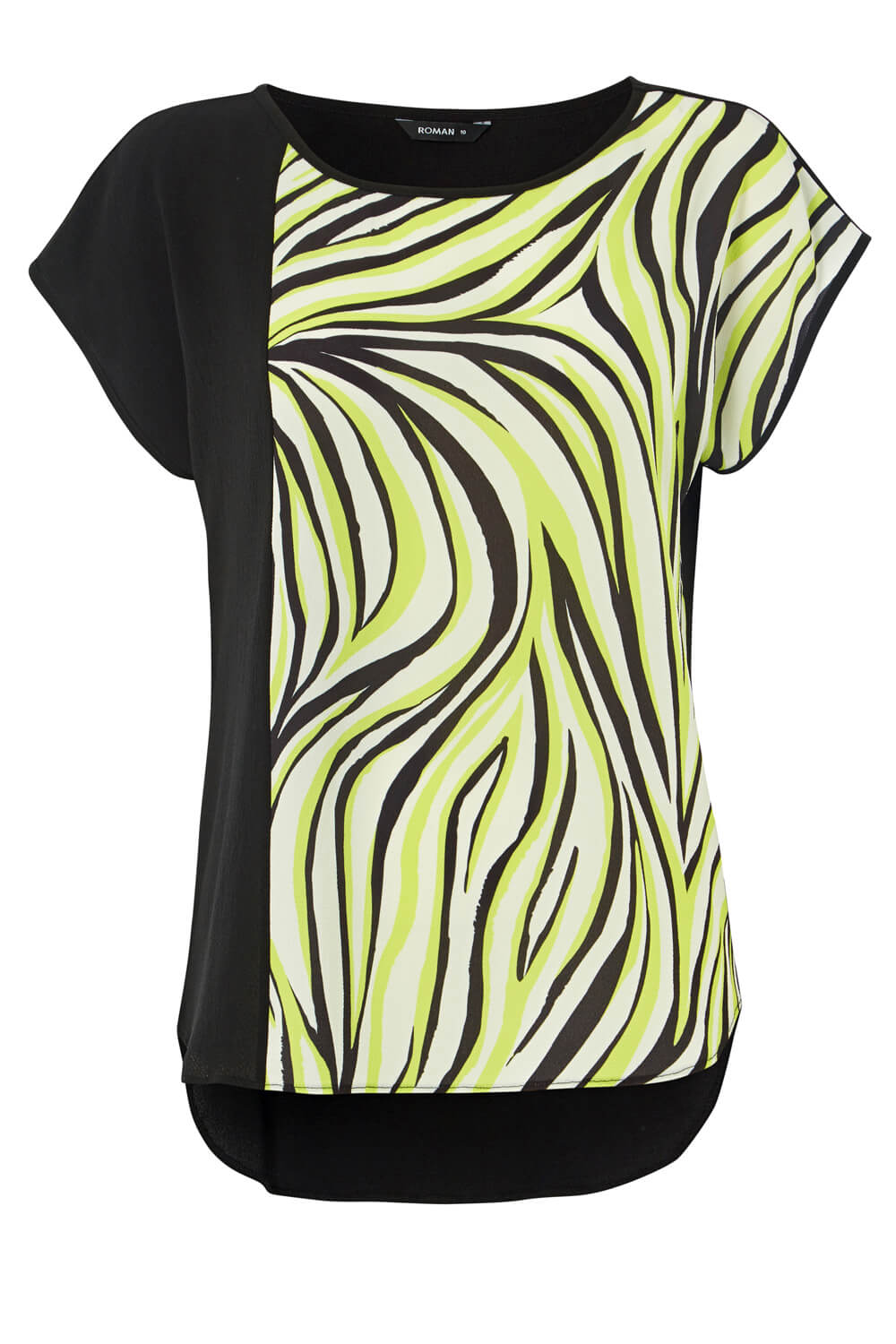 Lime Zebra Print Contrast T-Shirt, Image 5 of 5