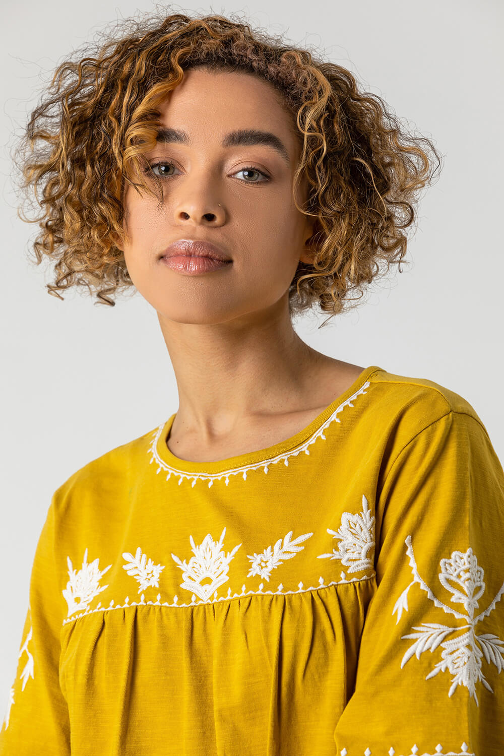 Amber Embroidered Yoke T-Shirt, Image 5 of 5
