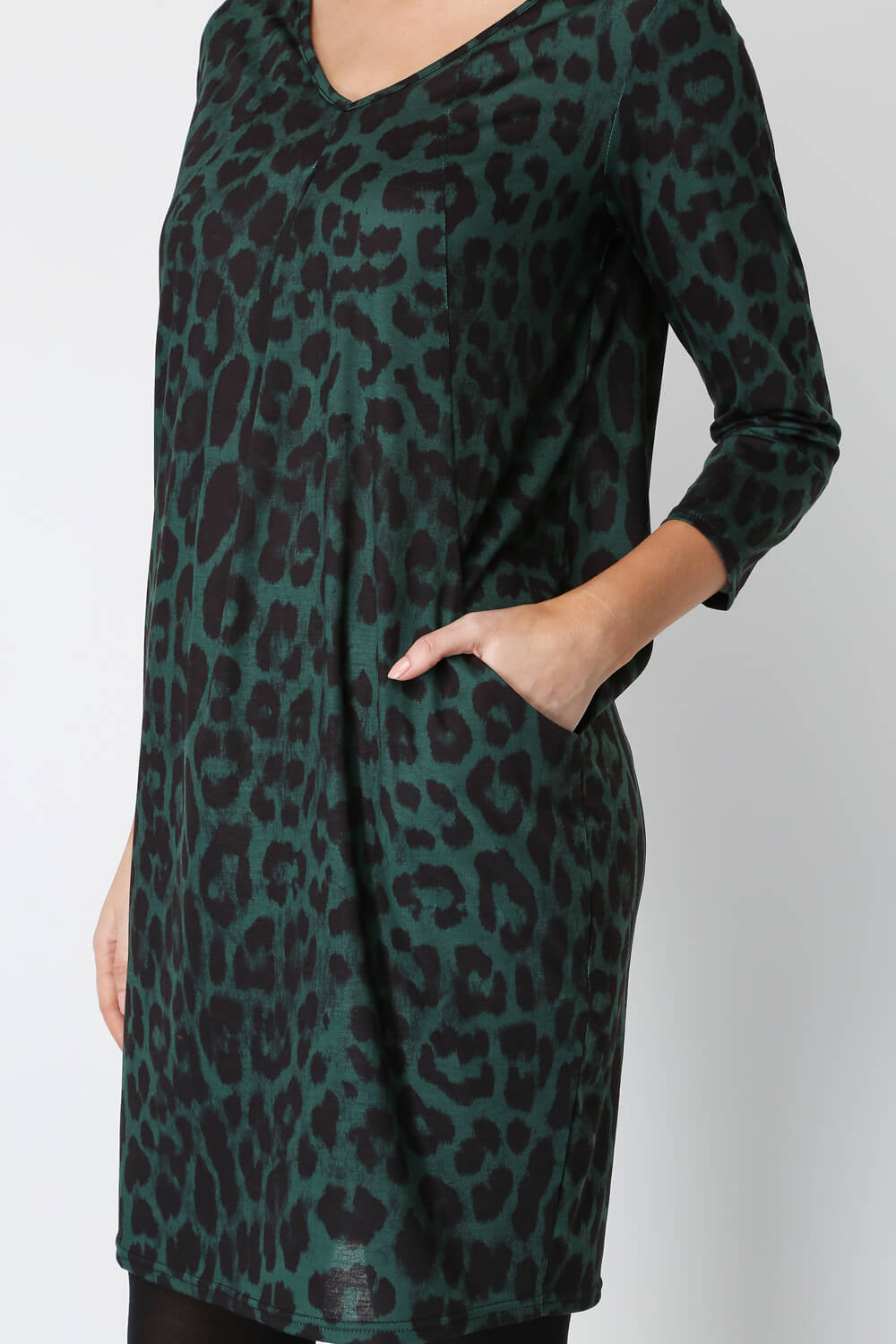 Green Animal Leopard Print Slouch Dress, Image 4 of 5