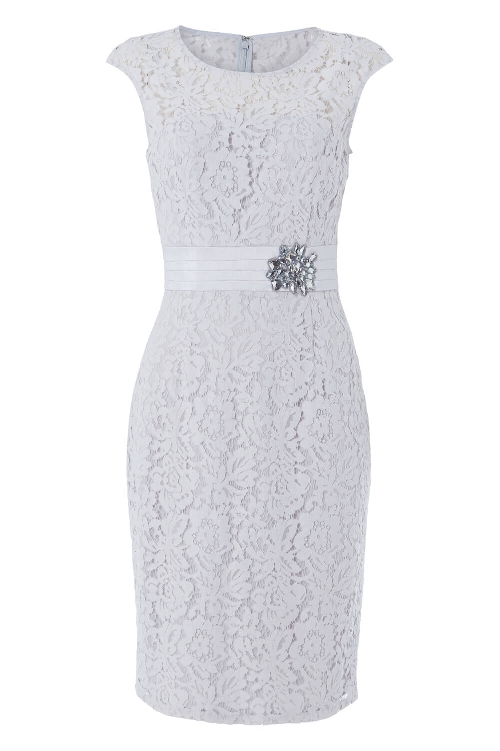 Silver Lace Embellished Trim Dress, Image 5 of 5