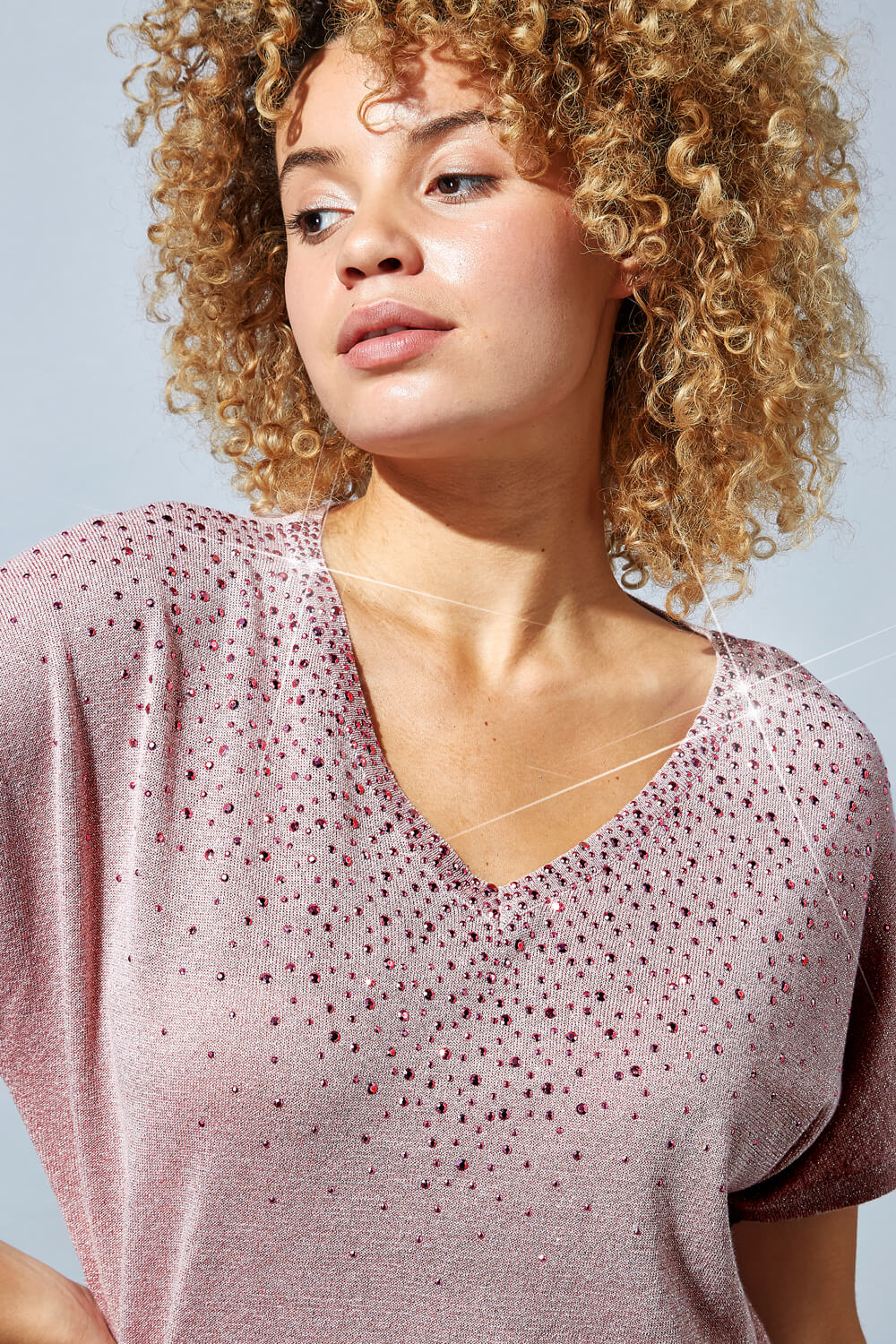 PINK Scatter Hotfix Knitted T-Shirt, Image 4 of 4