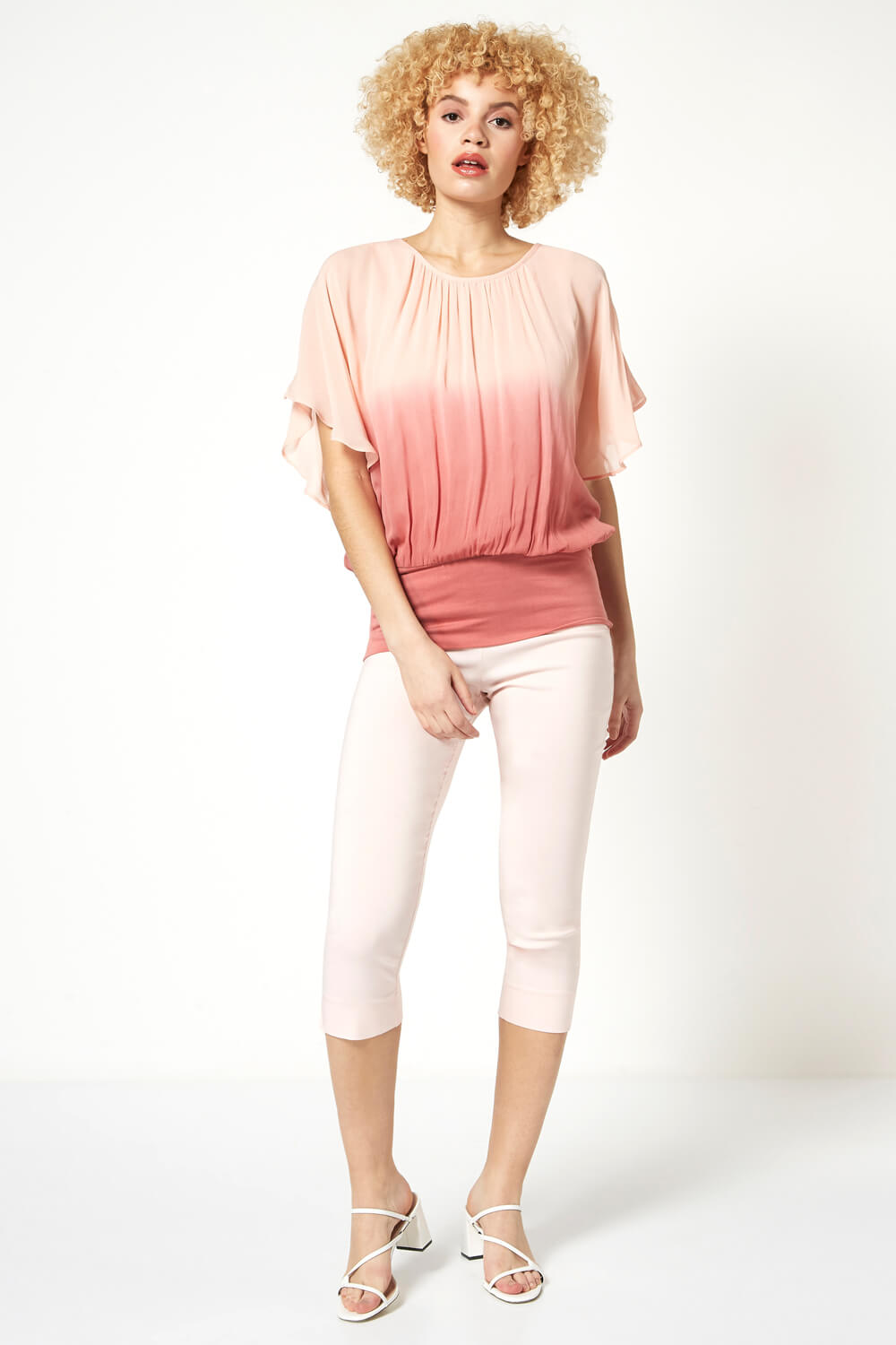 Light Pink Ombre Batwing Overlay Top, Image 2 of 5