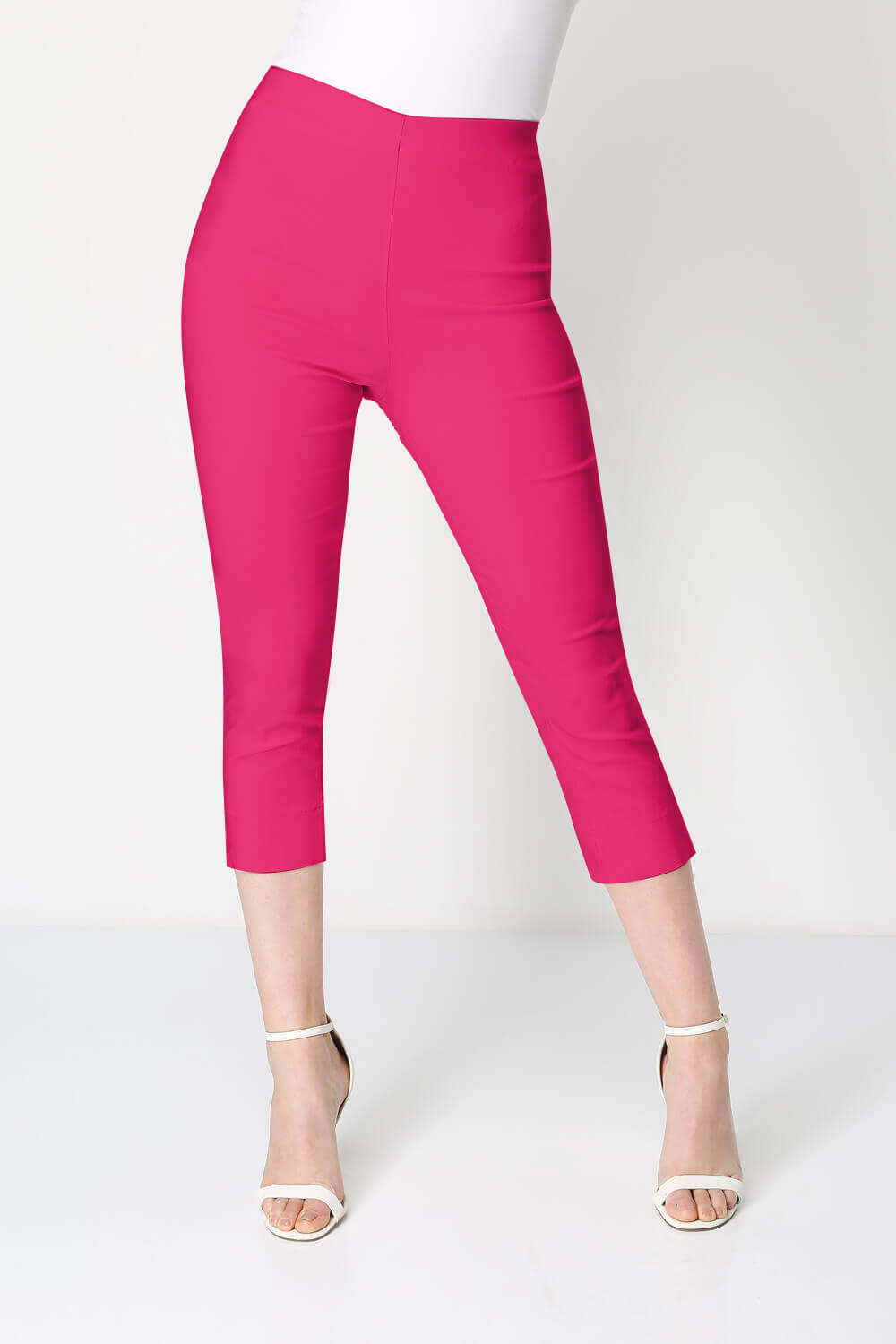 Cerise Pink Cropped Stretch Trouser, Image 2 of 5