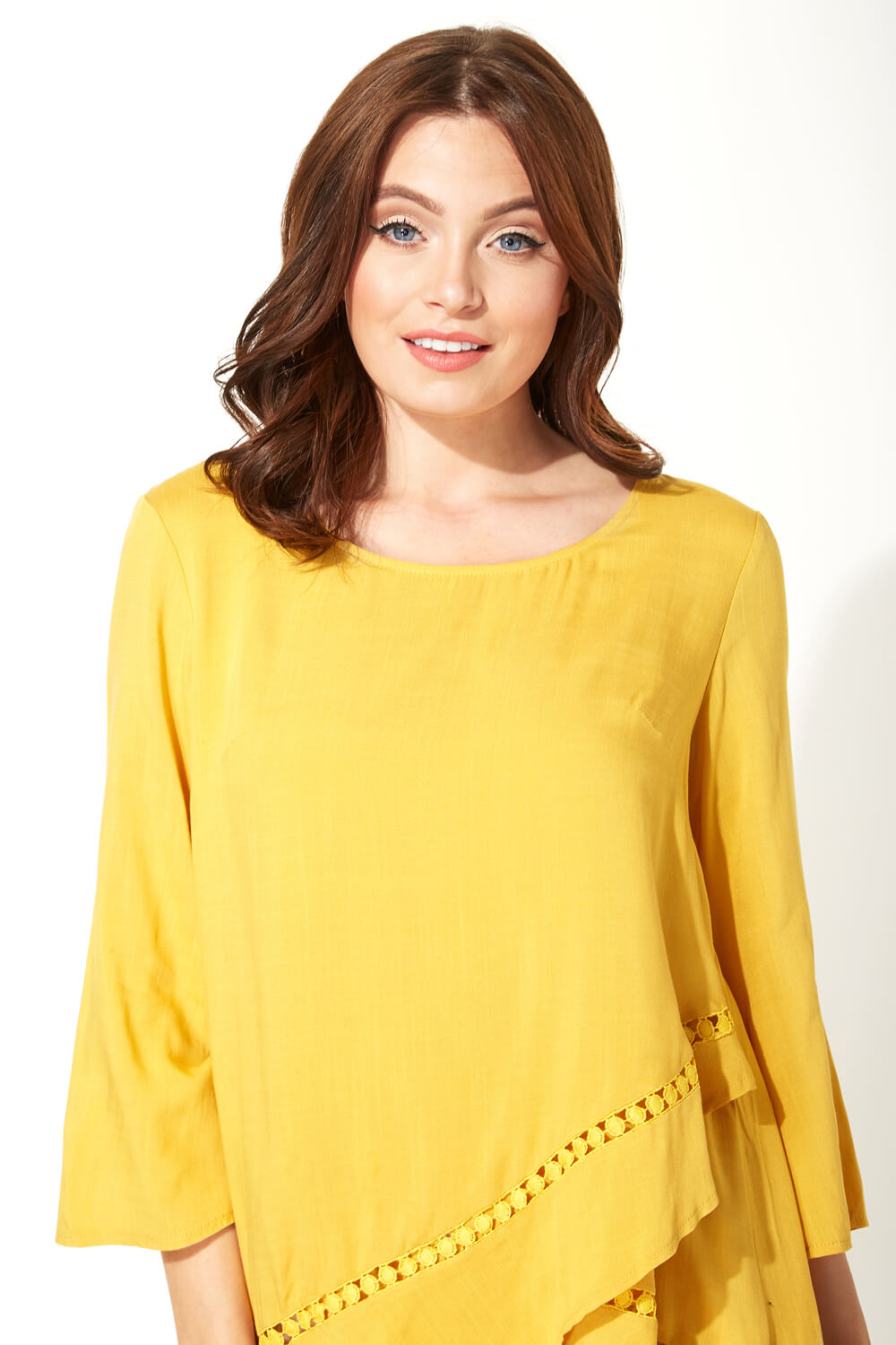Bright Yellow Lace Dip Back Top, Image 4 of 5