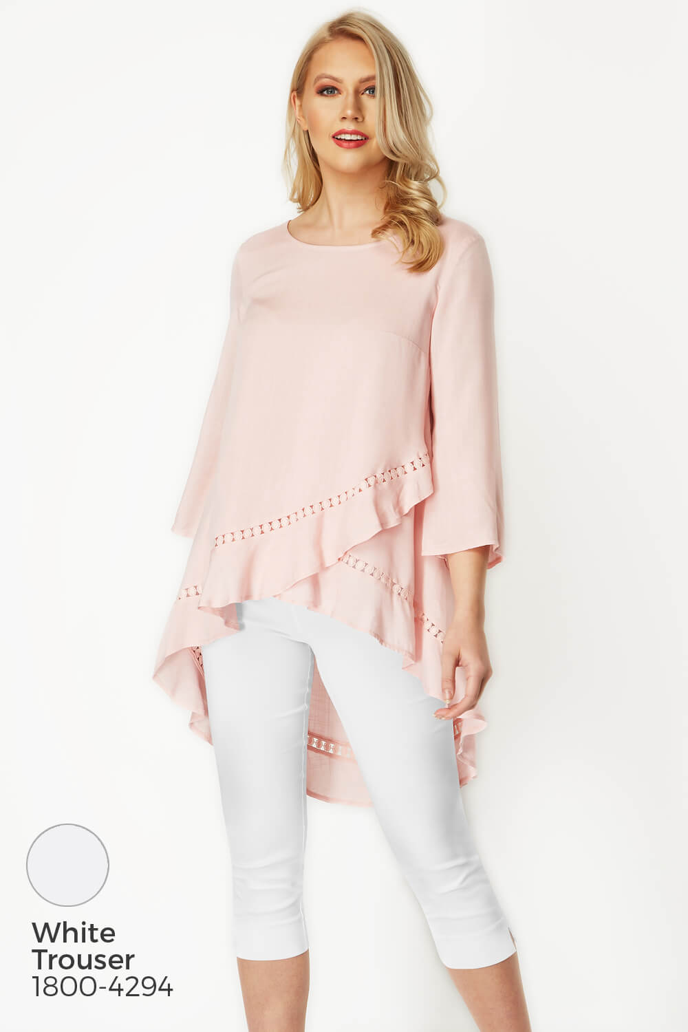Light Pink Lace Dip Back Top, Image 5 of 8