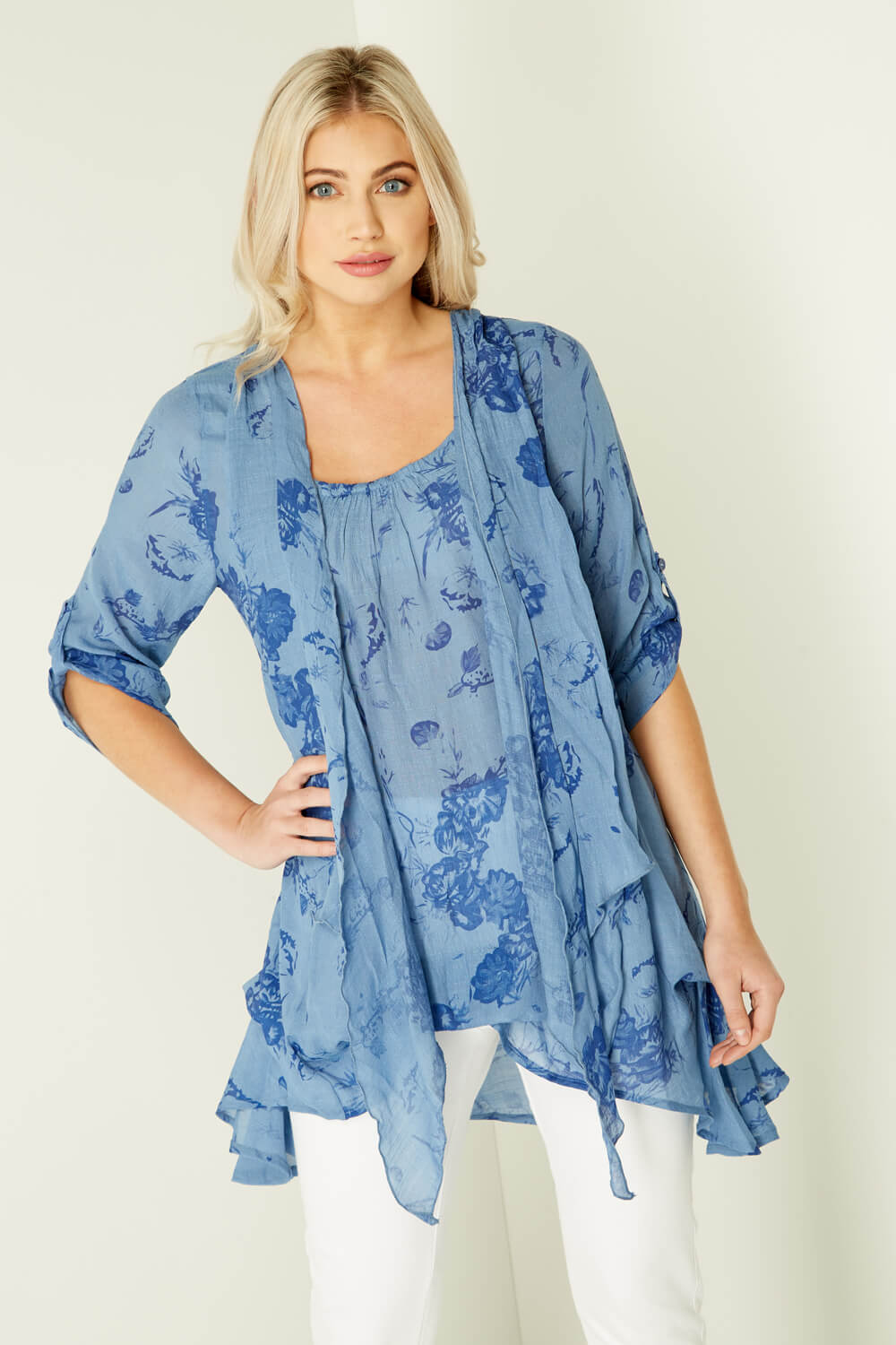 Floral Print Crinkle Tunic