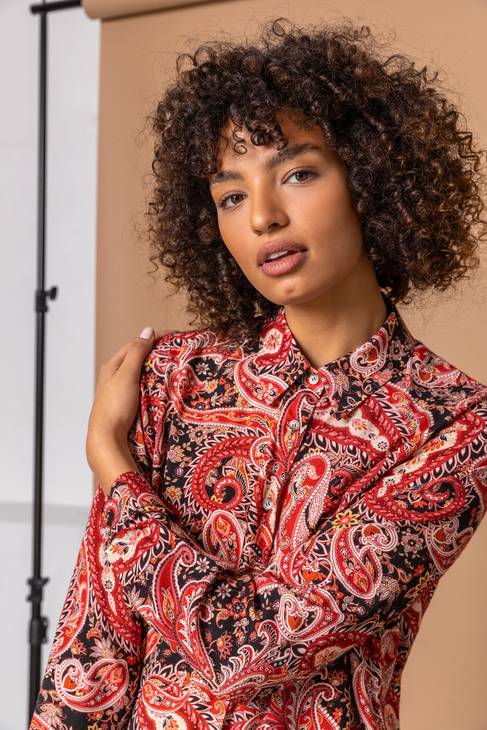 Red Paisley Print Buttoned Shirt, Image 4 of 5