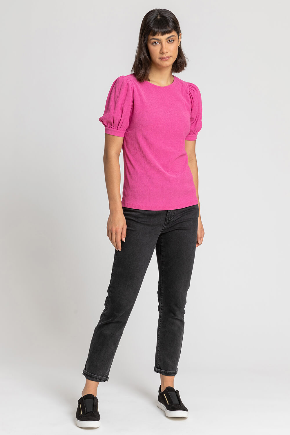 PINK Textured Puff Sleeve Jersey Top, Image 3 of 4