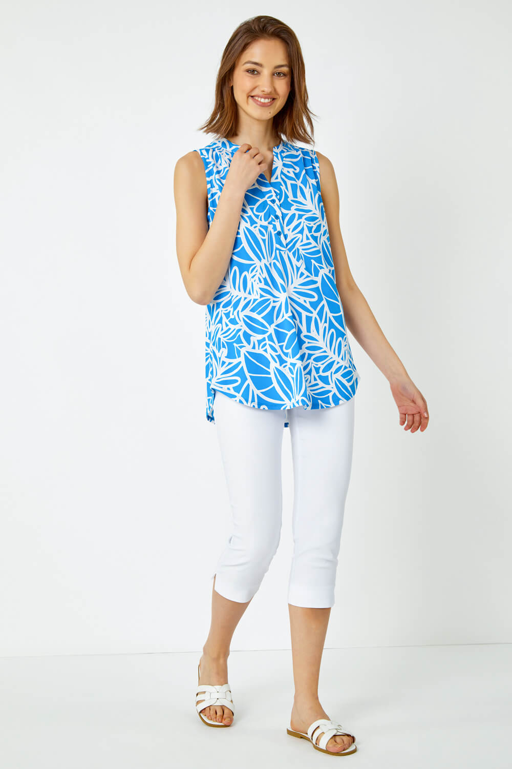  Sleeveless Linear Print Stretch Top, Image 2 of 5