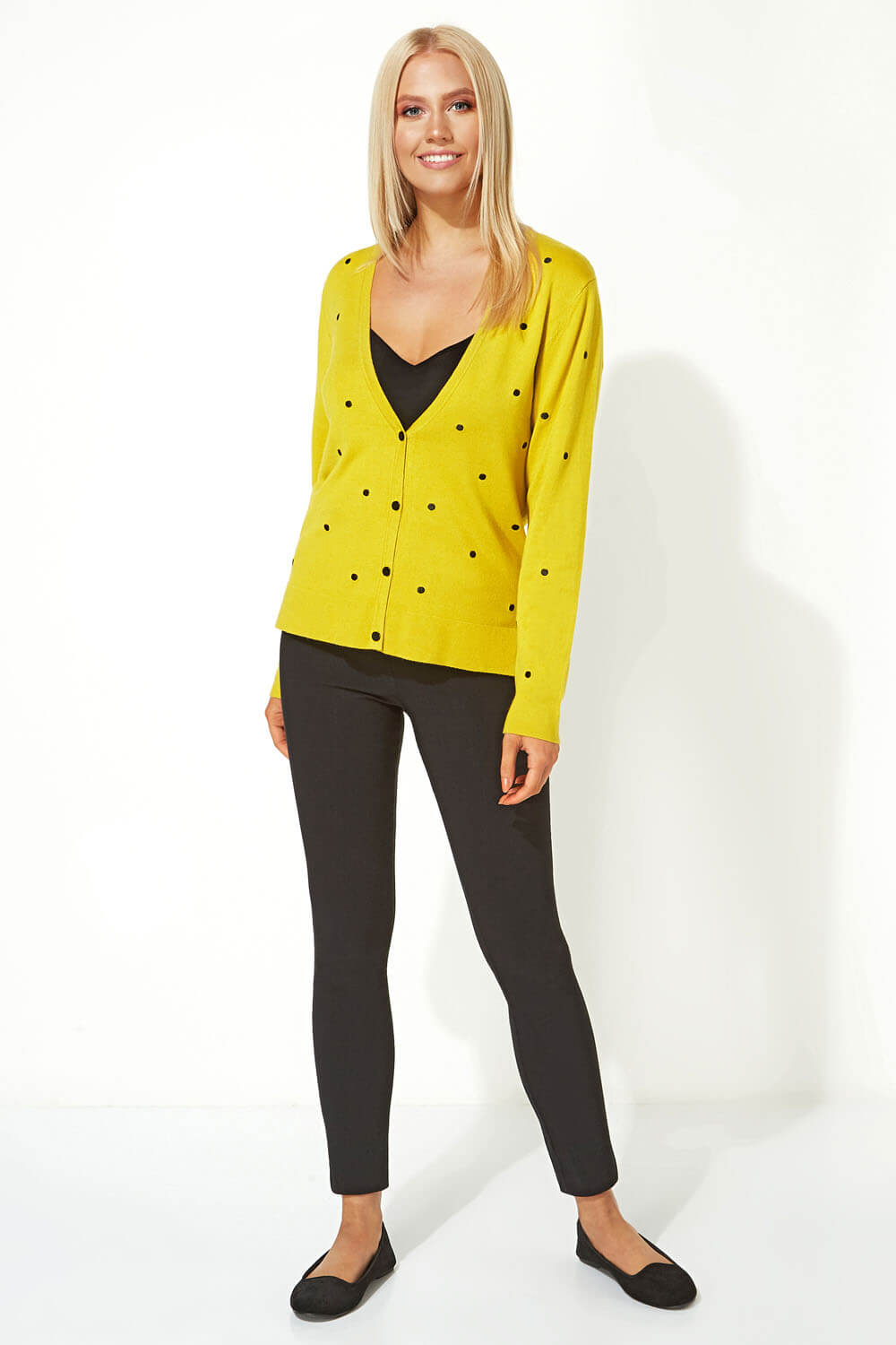 Lime Spot Embroidered Cardigan , Image 2 of 5