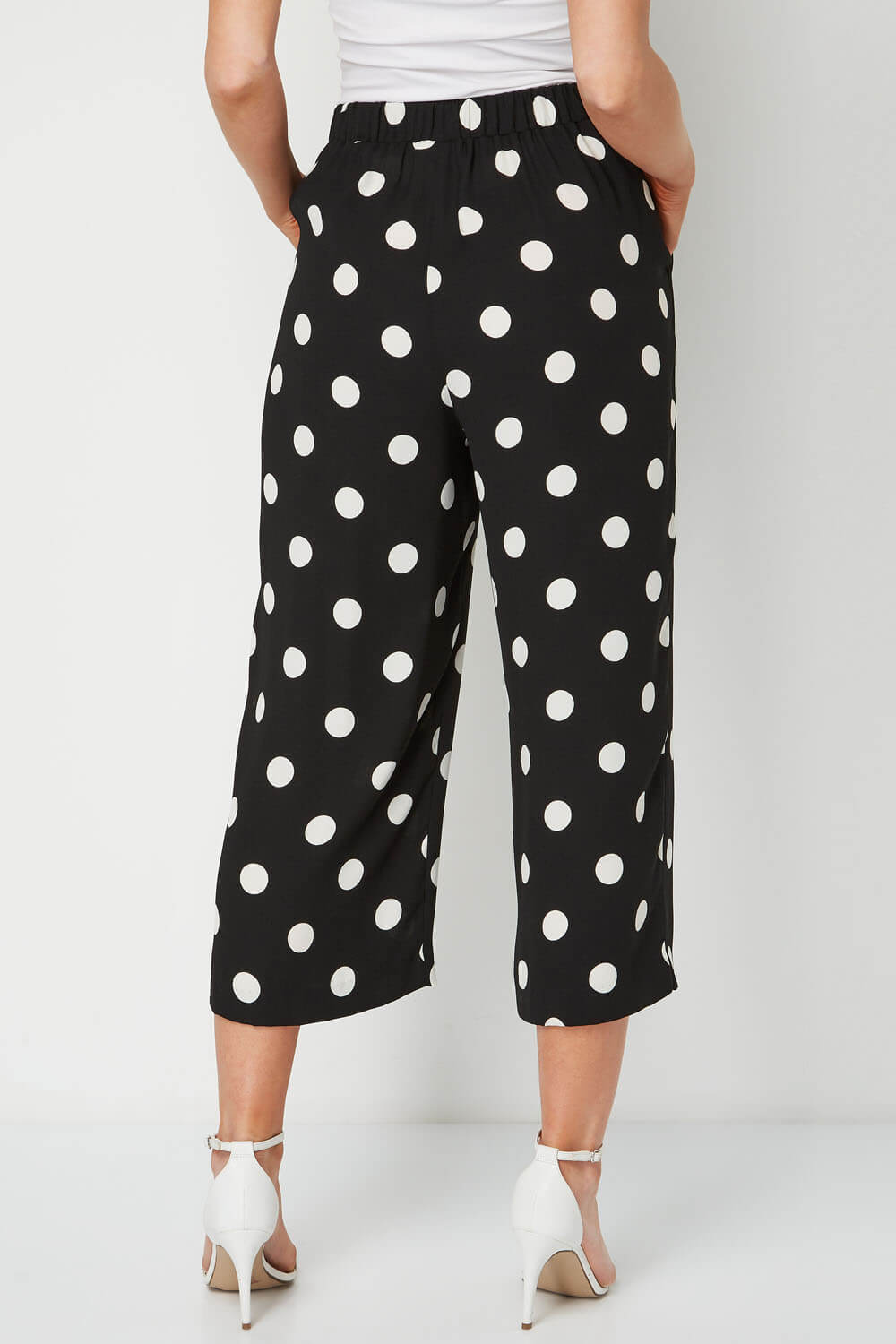 Black Polka Dot Culotte Trousers, Image 3 of 5