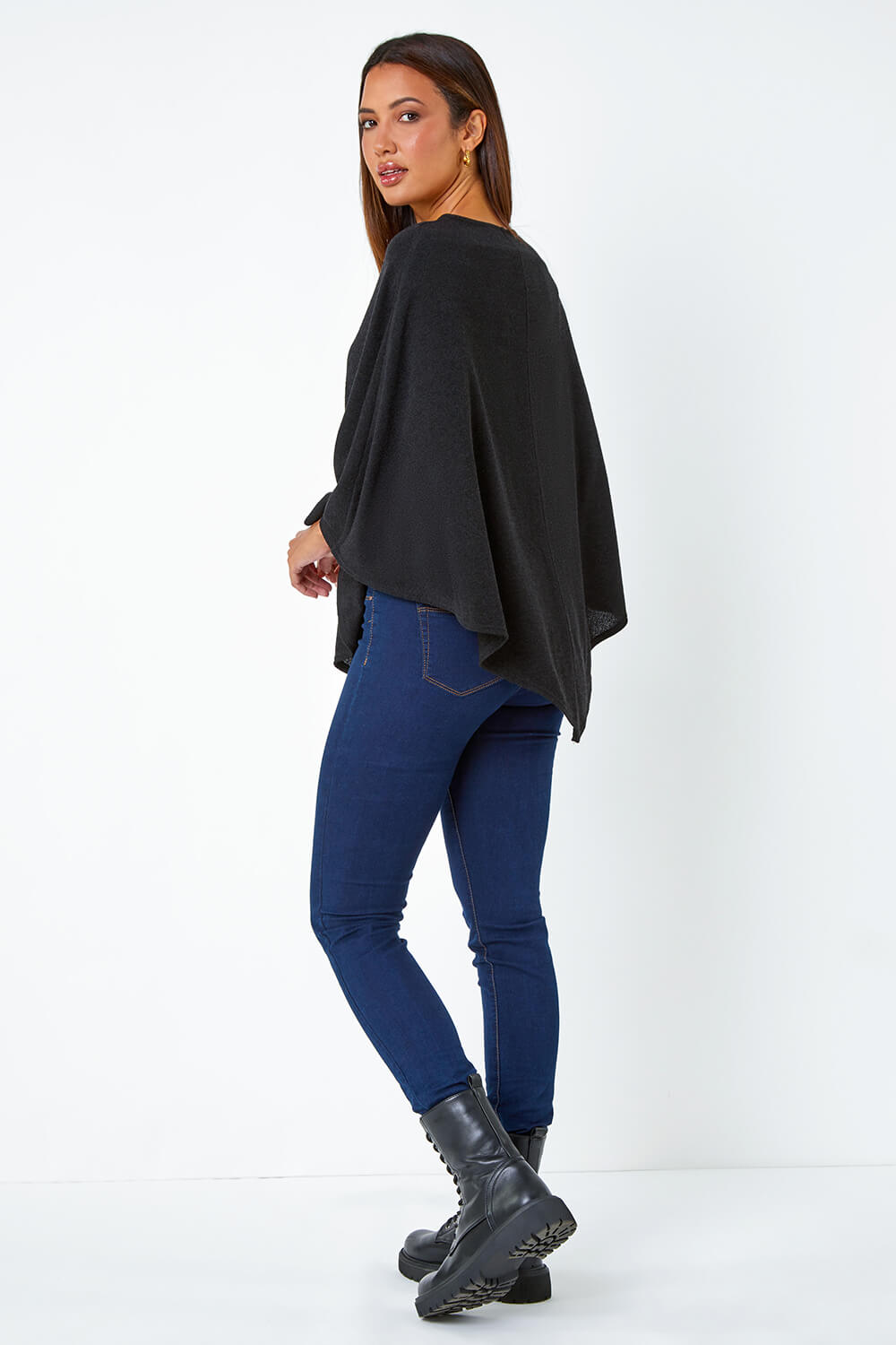 Black Marl Overlay Stretch Top, Image 3 of 5