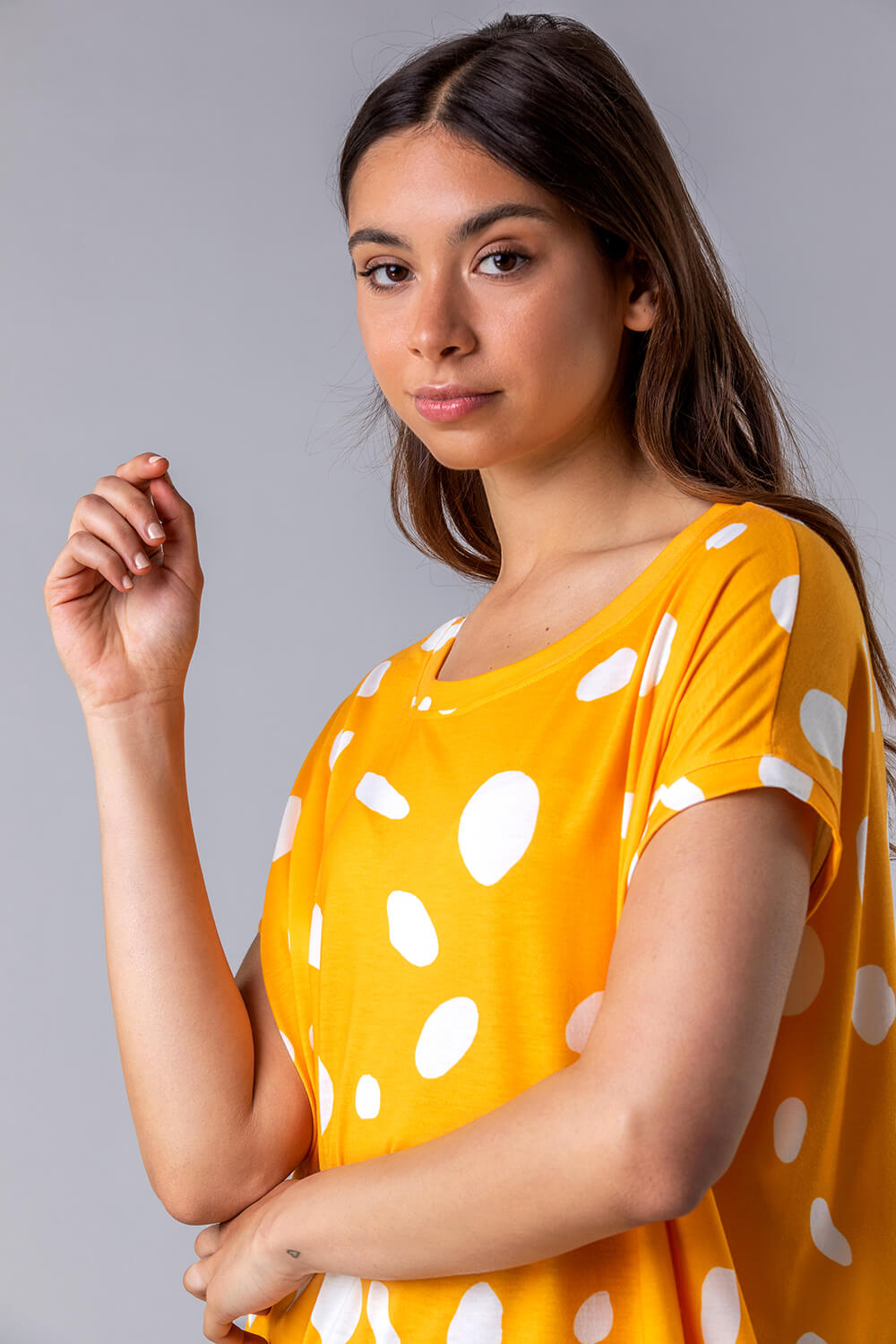 Yellow Spot Print Cocoon Tunic Top, Image 4 of 5