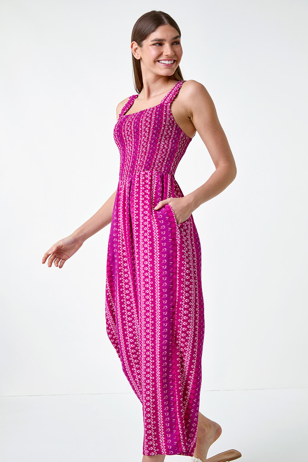 MAGENTA Abstract Stripe Wide Leg Stretch Jumpsuit, Image 4 of 5