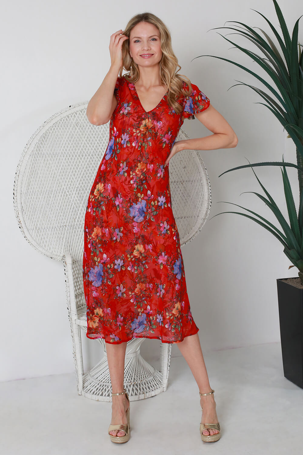 Red Julianna Printed Reversible Dress, Image 5 of 5