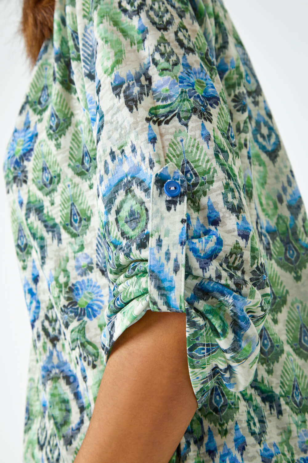Green Aztec Burnout Print Relaxed Top, Image 5 of 5