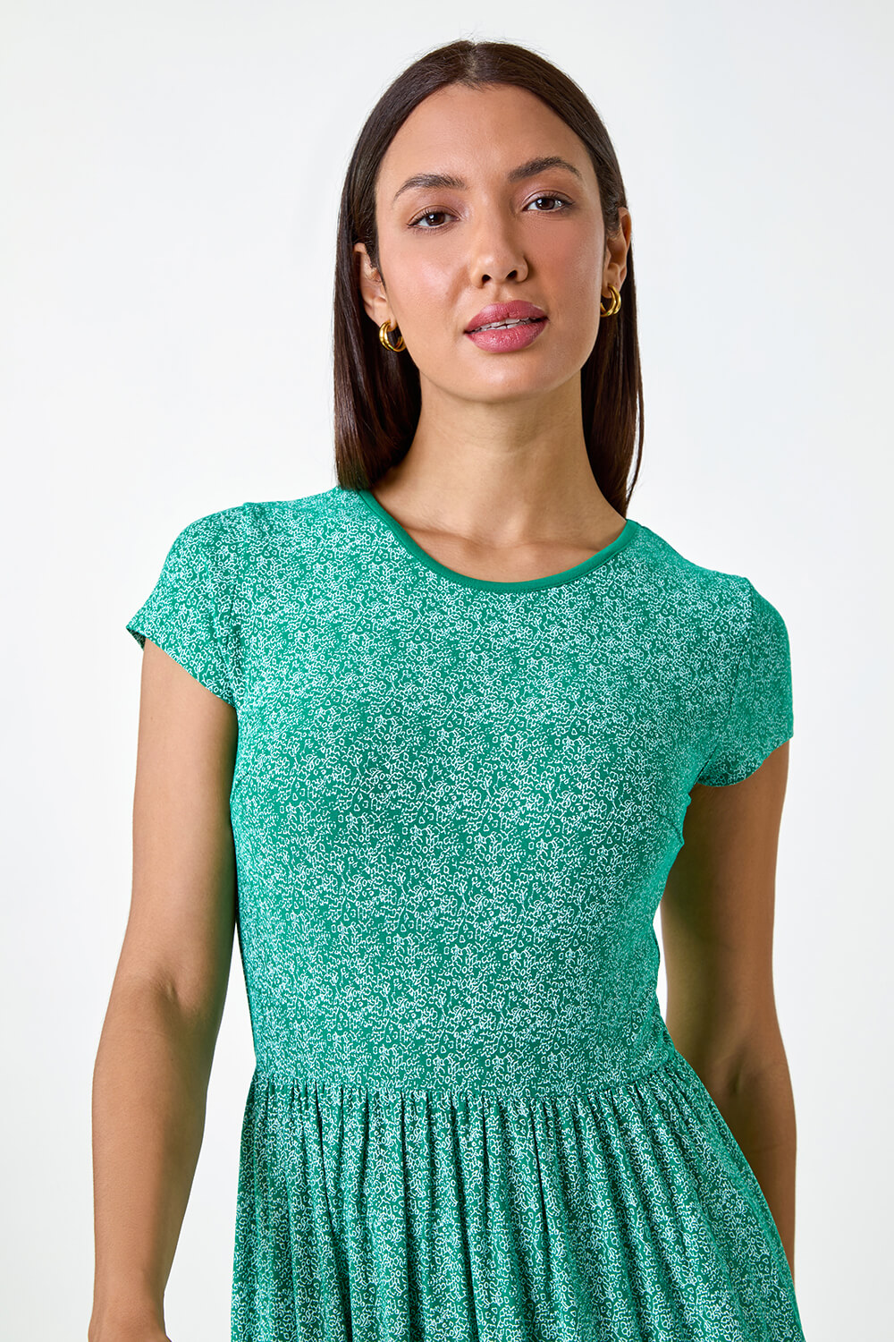 Green Paisley Relaxed Stretch Maxi Dress, Image 4 of 5