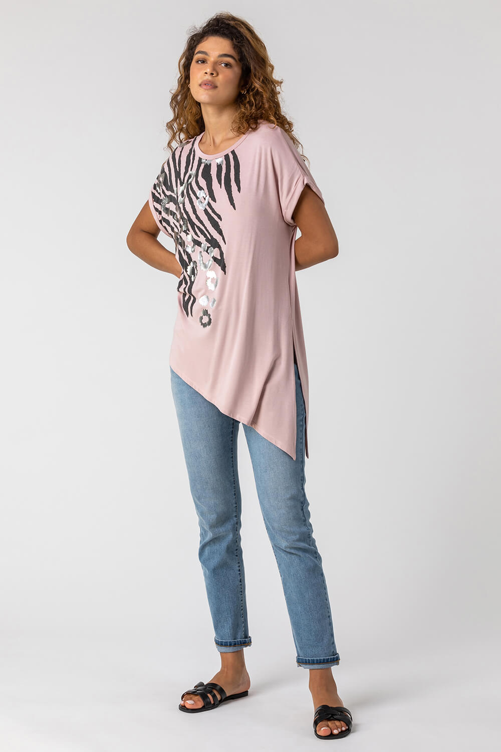 Light Pink Animal Print Foil T Shirt, Image 3 of 4