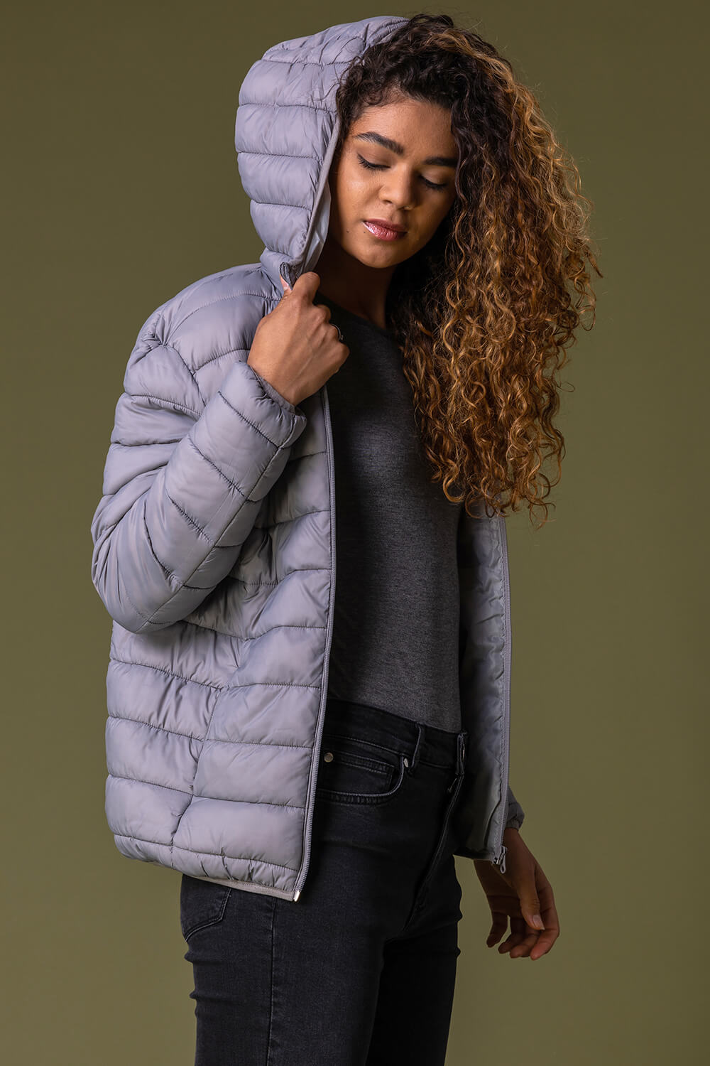 Short Padded Coat with Hood