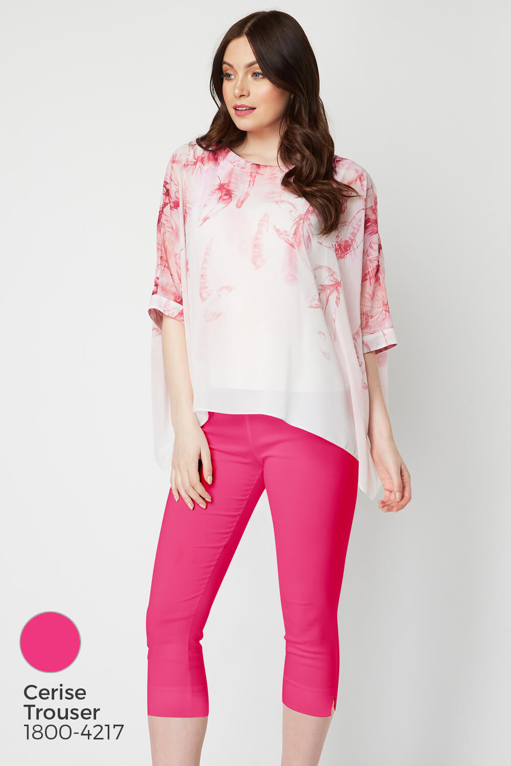 PINK Feather Border Print Overlay Top, Image 6 of 8