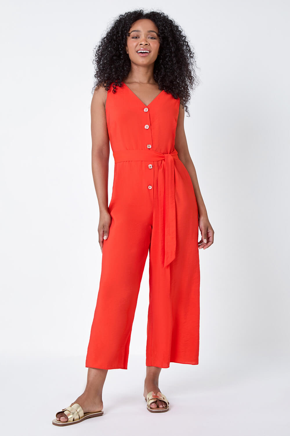 CORAL Petite Sleeveless Button Front Jumpsuit, Image 2 of 5