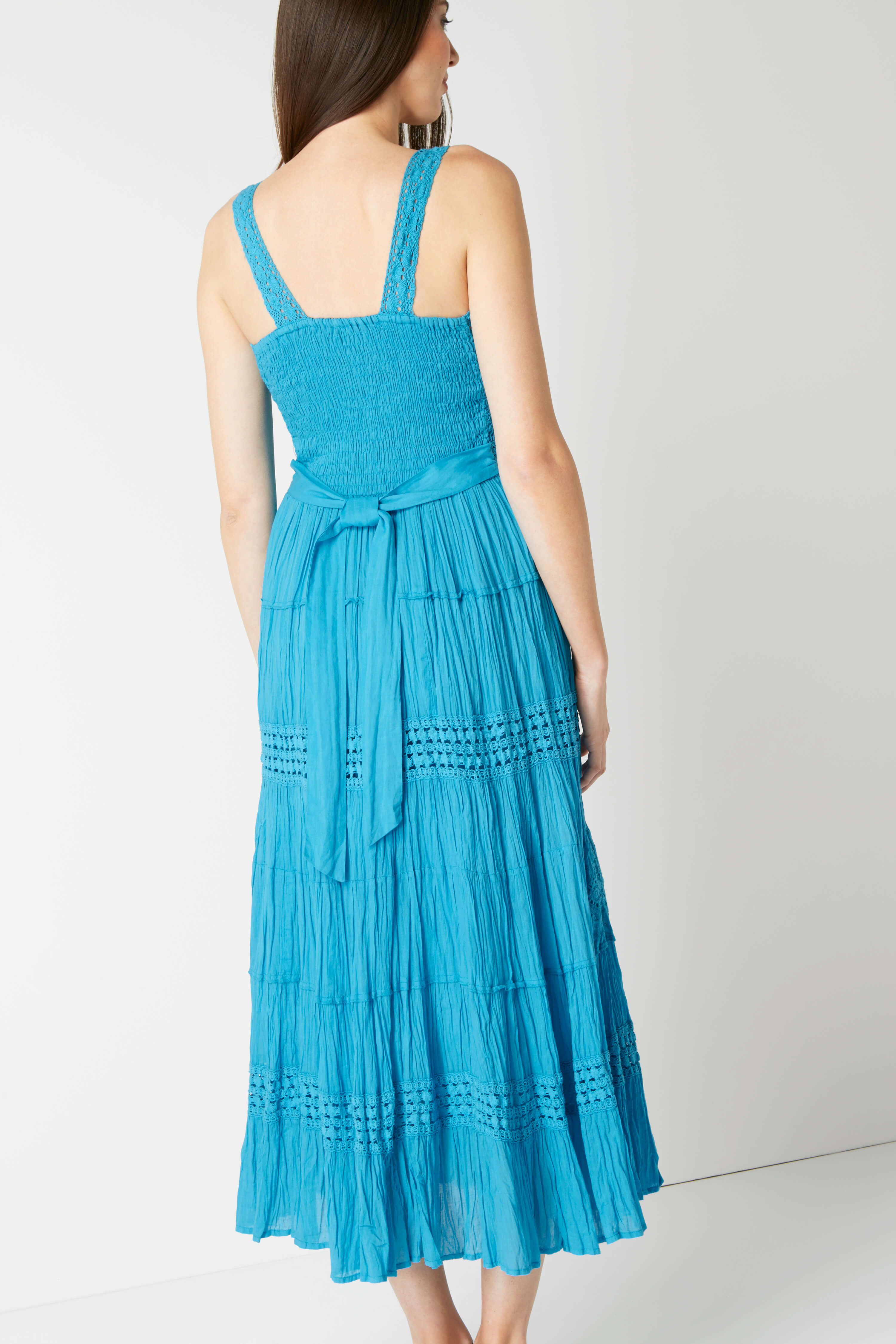 100% Cotton Summer Maxi Dress in Blue - Roman Originals UK