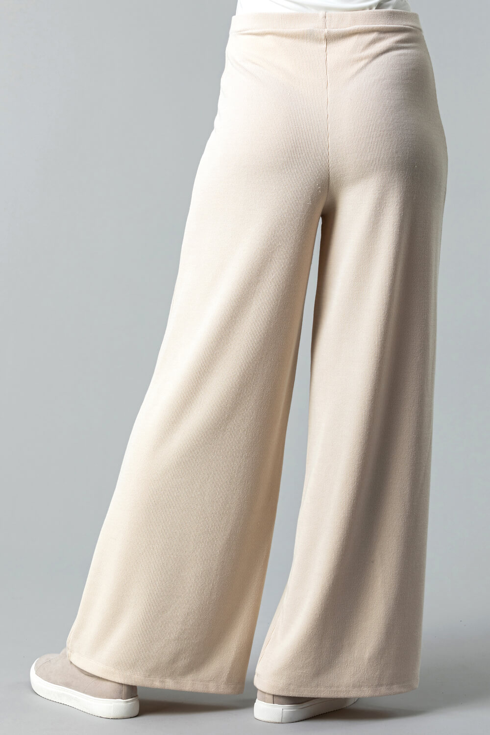 Natural  Soft Jersey Wide Leg Lounge Pants, Image 3 of 4