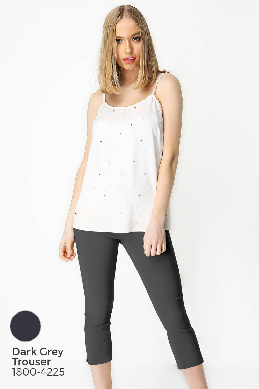 Ivory  Pearl Embellished Camisole Top, Image 6 of 8