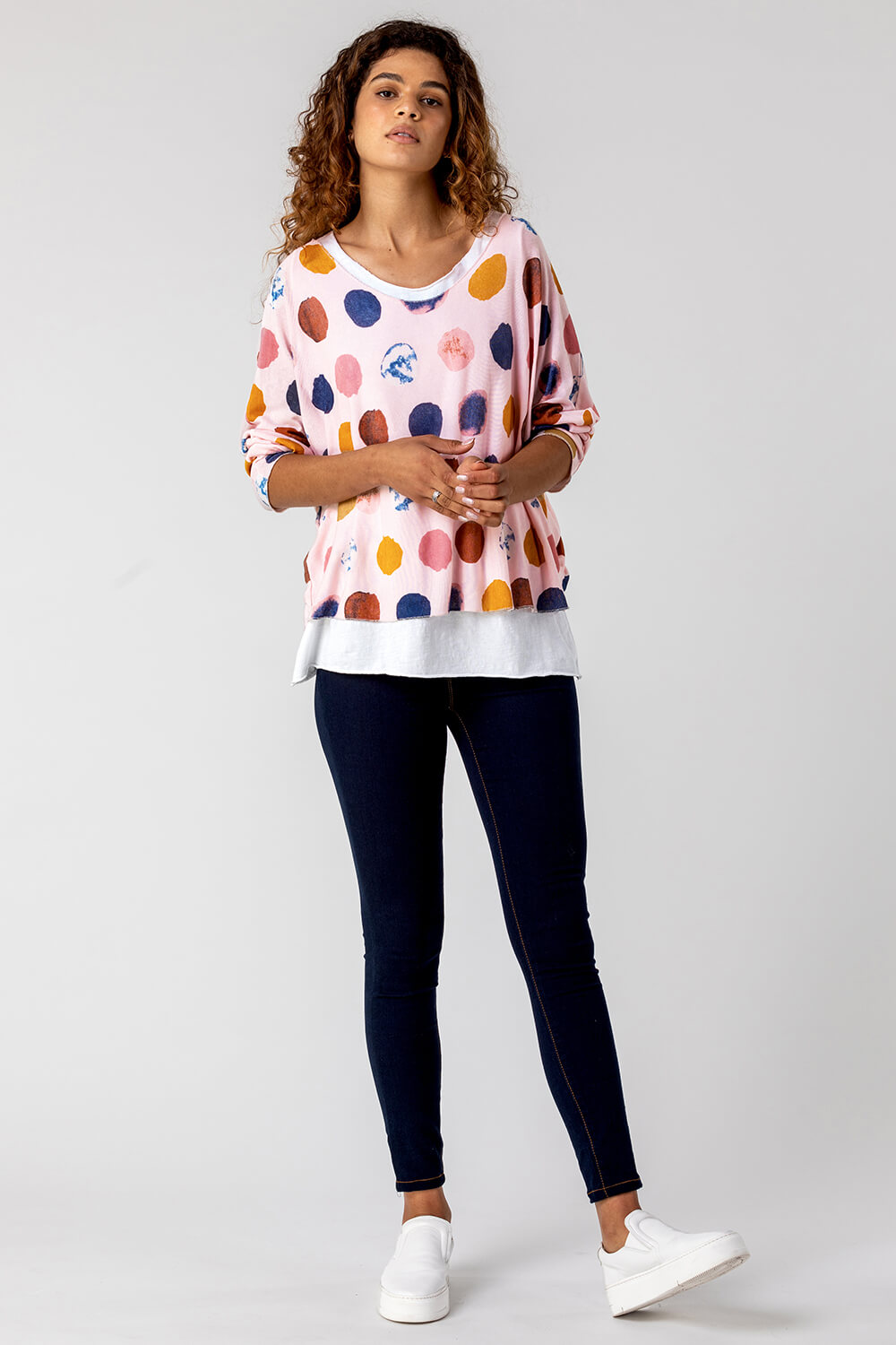 PINK Spot Print Double Layer Top, Image 3 of 4