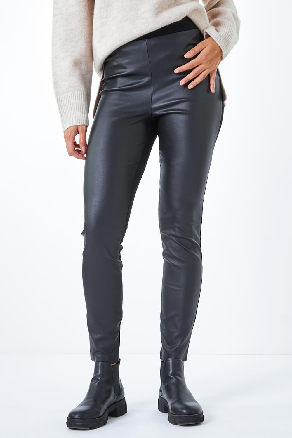 Cabi Bexley Black Faux Leather Panel Stretch Leggings Size Small Women's  J60 | eBay