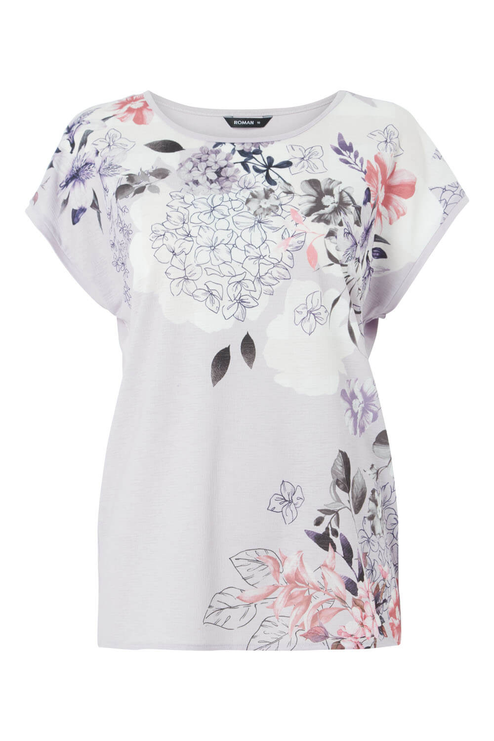Lilac Floral Print T-Shirt Top, Image 4 of 8