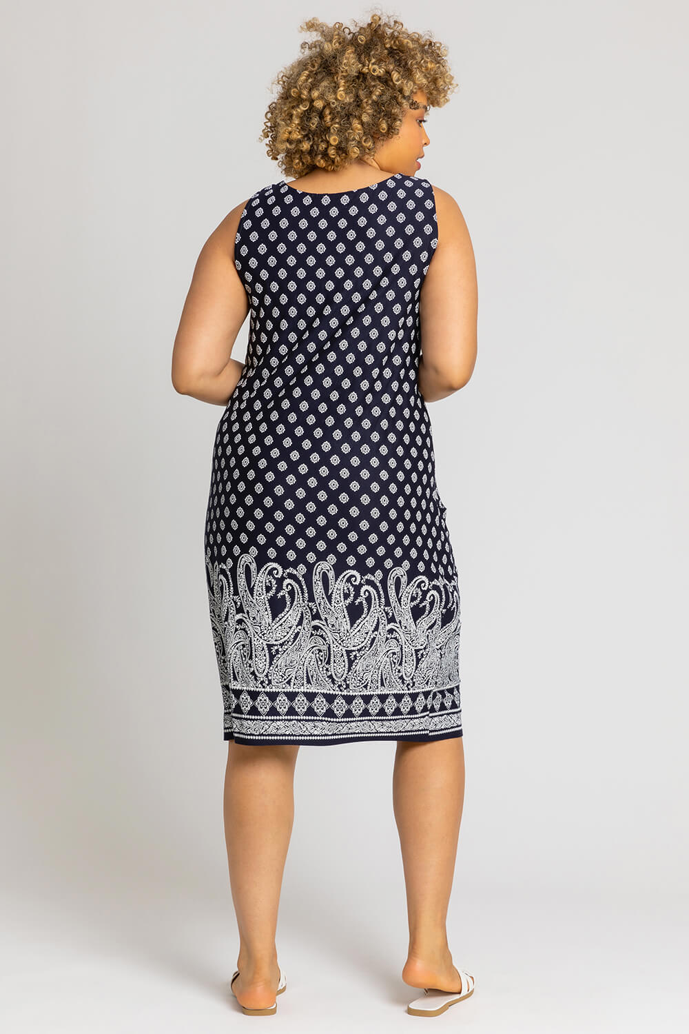 Navy  Curve Paisley Pocket Slouch Dress, Image 2 of 4
