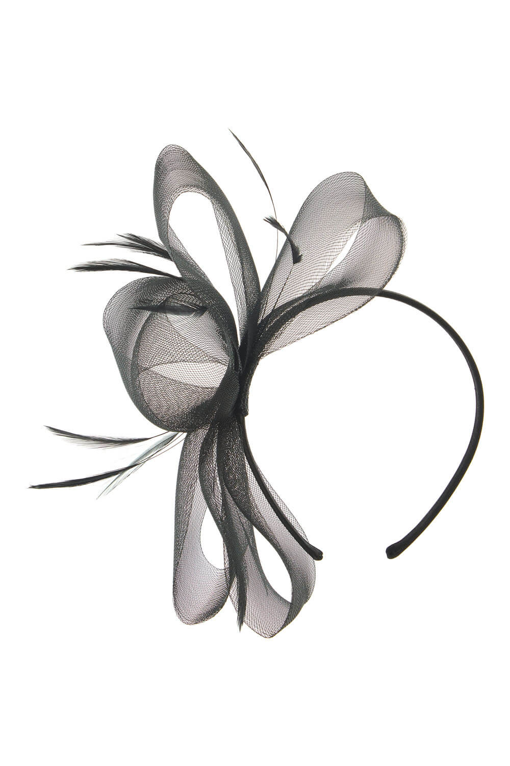 Black Bow and Feather Fascinator, Image 4 of 4